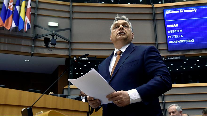 Виктор Орбан в Европарламента. Снимка: it.euronews