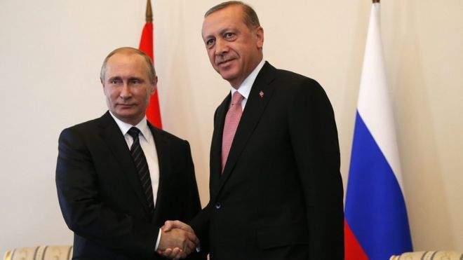 Владимир Путин и Реджеп Ердоган по време на срещата си в Санкт-Петербург