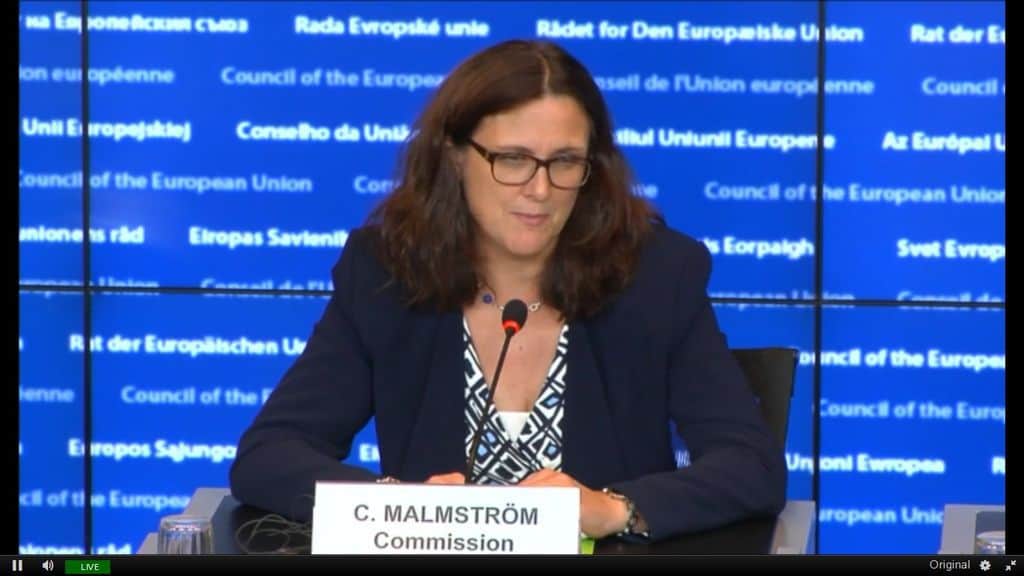 Европейският комисар по търговията Сесилия Малмстрьо