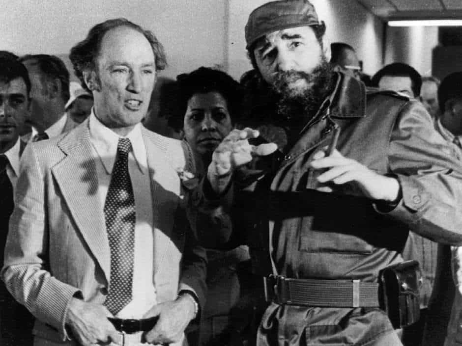 Пиер Трюдо и Фидел Кастро по време на историческата визита на тогавашния премиер на Канада в Куба