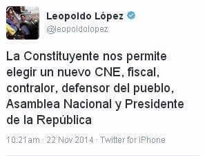 Туитът на Леополдо Лопес от 2014 г.