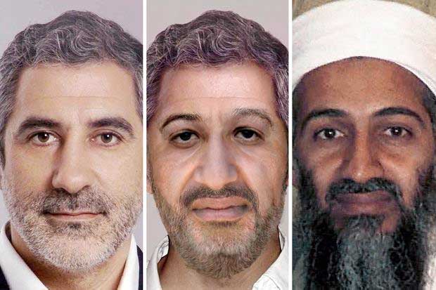 Скандалният фотошоп на ФБР от 2010 г. (в средата) с използването на образа на Гаспар Ямасарес (оригиналната му снимка е вляво), за да се представи Осама бин Ладен (вдясно) като "остарял". Снимка: cronica popular