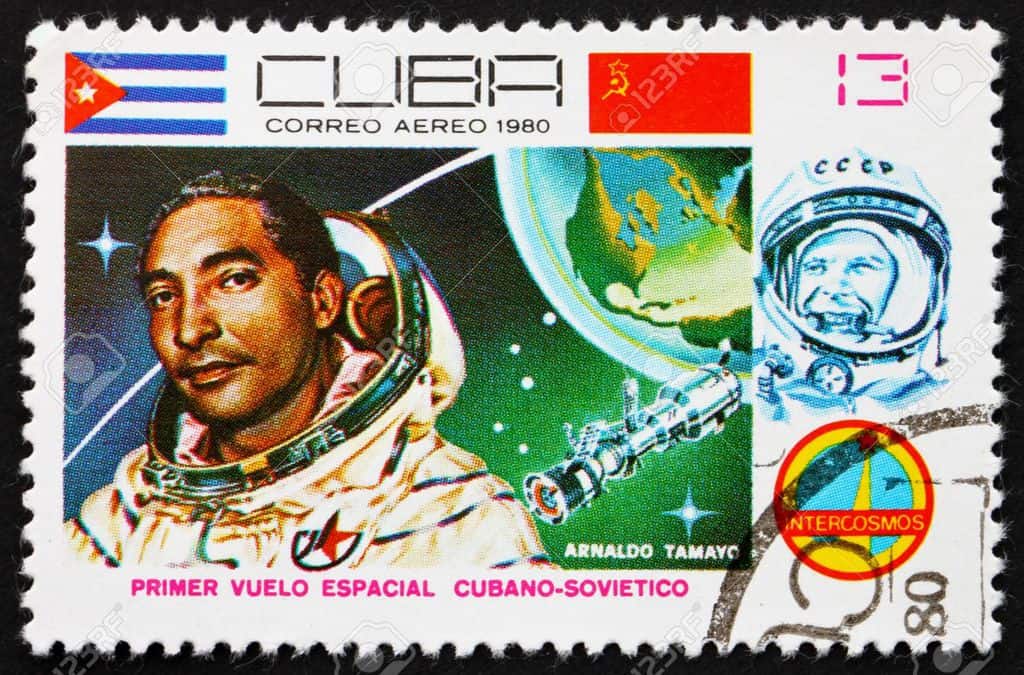 Пощенска марка, с която Куба ознаменува полета на своя космонавт