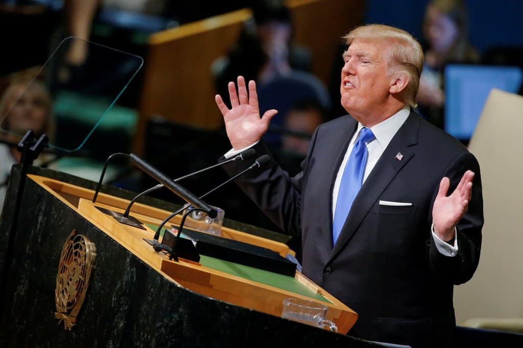 Първата реч не Тръмп пред ООН ще бъде запомнена с подхвърлянето на прякори и заплахите с ядрено унищожение. Снимка: Ройтерс
