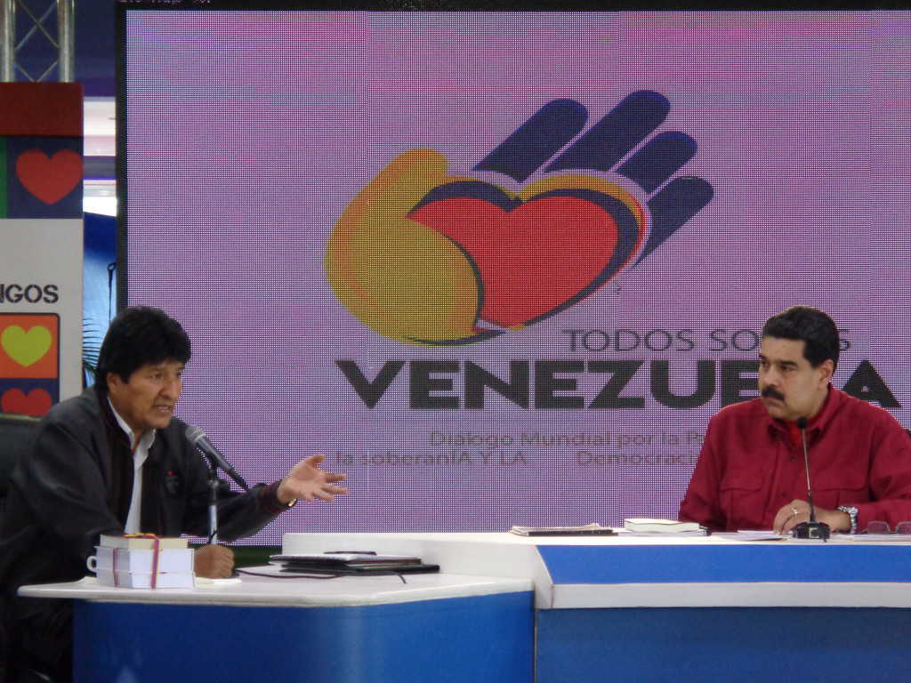 Ево Моралес и Николас Мадуро по време на срещата. Снимка: Къдринка Къдринова
