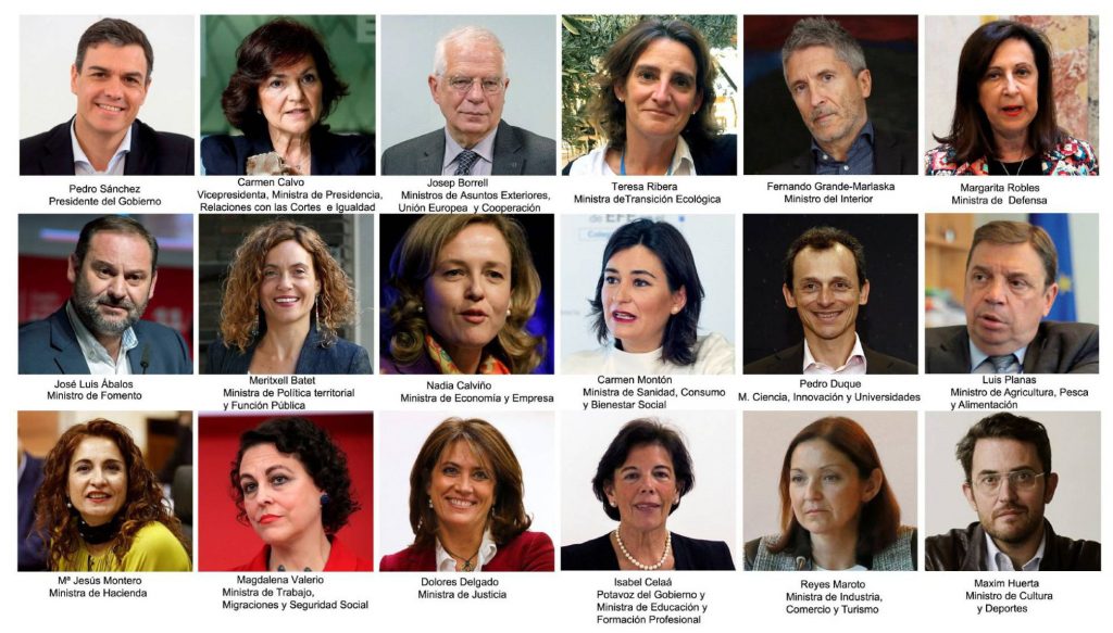 Ето ги всички членове на новото испанско правителство. Снимка: El Pais