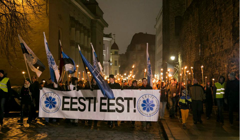 Факелно шествие на Естонска консервативна народна партия (EKRE) из Талин. Снимка: ECFR