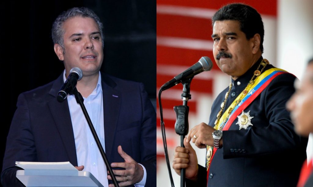 Президентите на Колумбия Иван Дуке (вляво) и на Венецуела Николас Мадуро днес не си говорят. Снимка: Туитър 