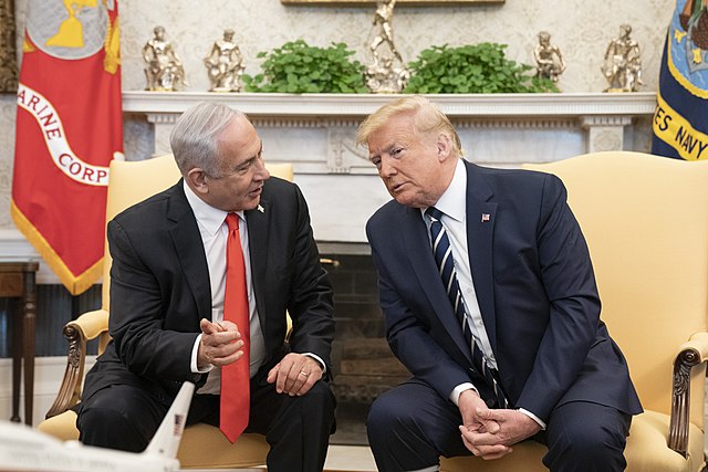 "Мирният план" на Тръмп представлява просто поредното отмятане на точка от списъка с желания на Нетаняху. Снимка: Wikimedia Commons