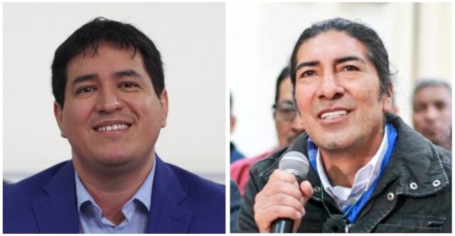 Андрес Араус (вляво) е победителят в първия тур на президентските избори в Еквадор, а като възможен негов съперник в балотажа се очертава Яку Перес. Снимка: ecuadornoticias.com