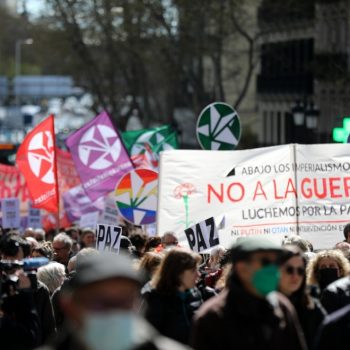 Антивоенна демонстрация в Мадрид от март т. г. Снимка: publico.es