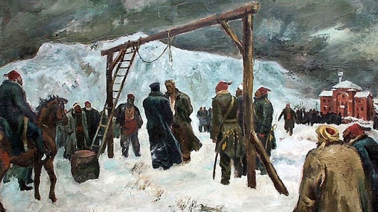 Картината на Борис Ангелушев „Обесването на Васил Левски“