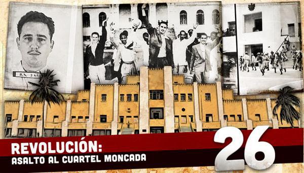 Колаж, посветен на революционния щурм на казармата "Монкада" в Сантяго де Куба на 26 юли 1953 г. Колажът е на tribuna.cu