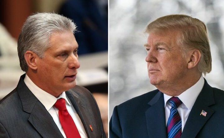 Мигел Диас-Канел (вляво) отговори остро на заканите на Доналд Тръмп срещу Куба. Снимка: cubaenresumen.org